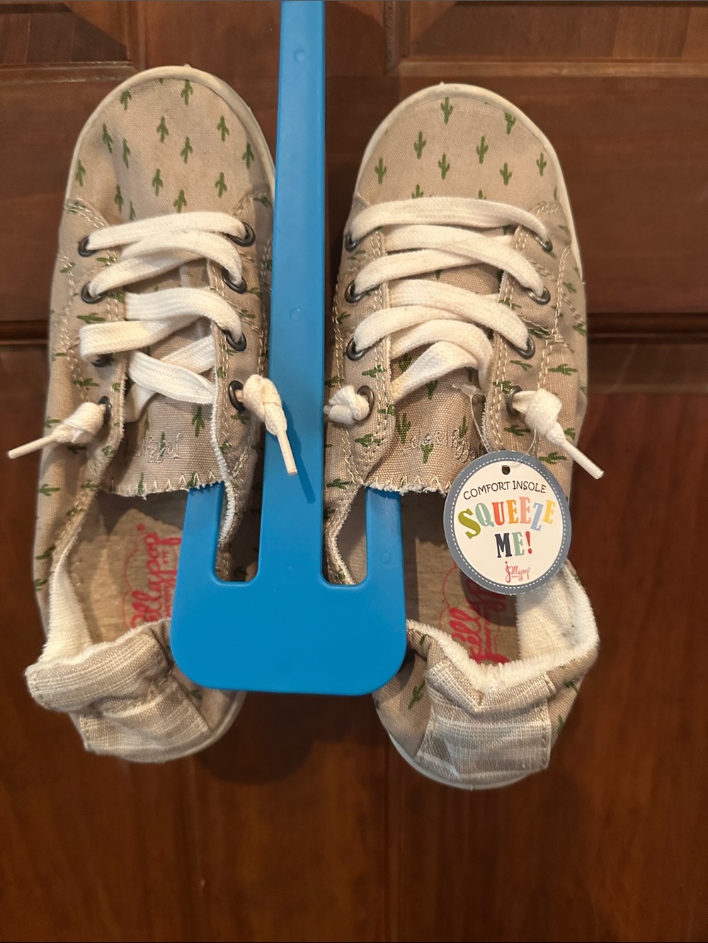 Jellypop Canvas Sneakers with Green Cactus Print - Squeeze Me Comfort Insole